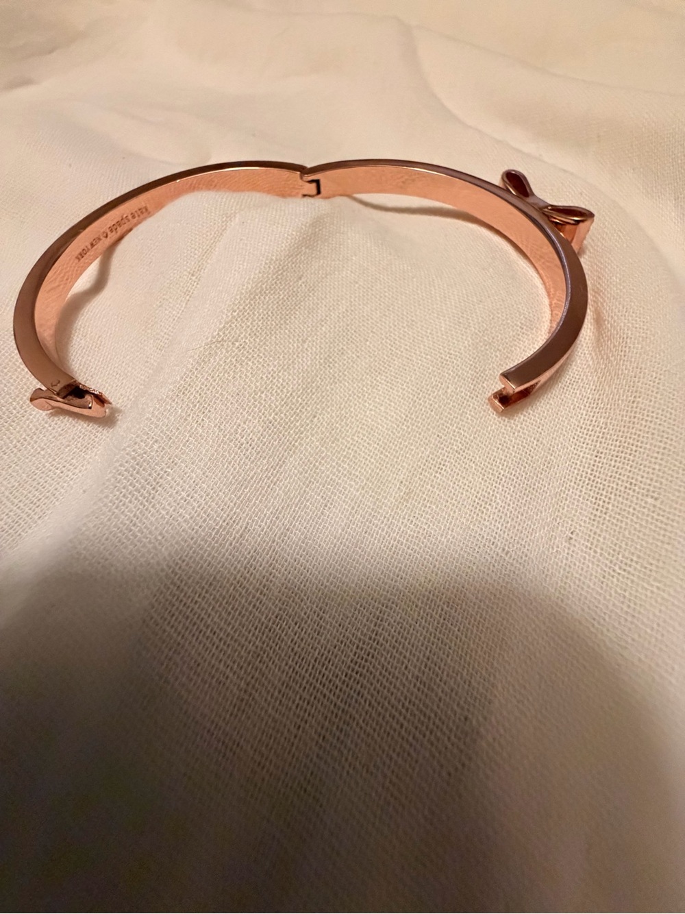 kate spade Rose Gold Crystal Bow Hinged Bangle - Picture 3 of 4